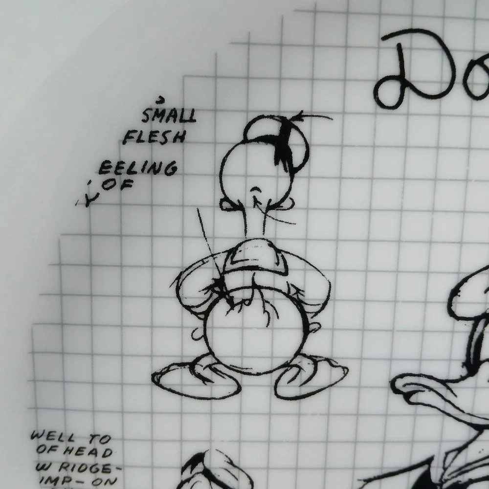 Disney‎ Donald Duck Pasta Bowl White Ceramic Sketch Grid Design Animator Notes